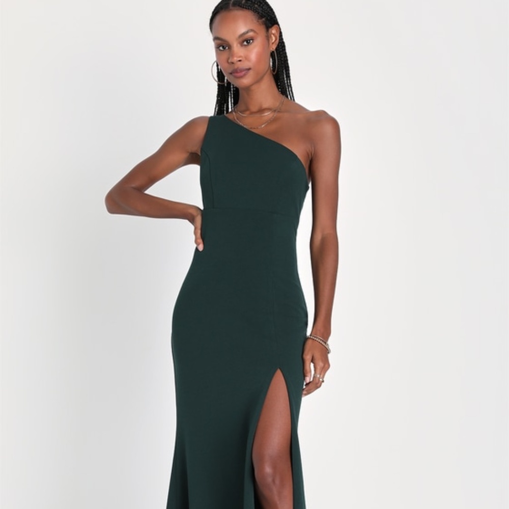Lulus Beloved Moments Emerald Green One-shoulder Mermaid Maxi Dress - Size S